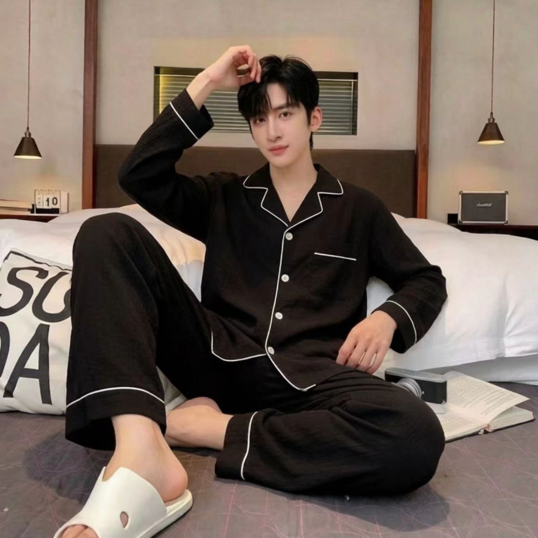 Men's long-sleeved long-pants pajamas