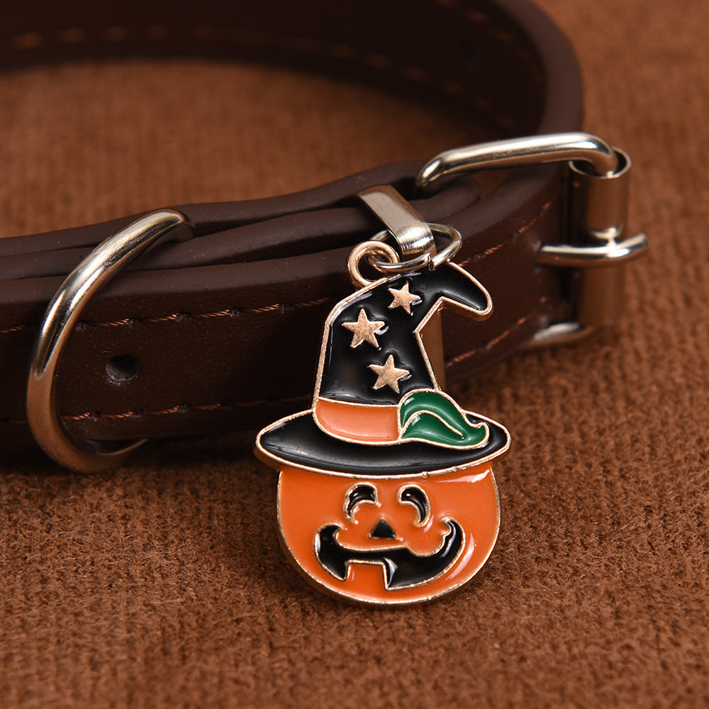 Halloween Themed PU Leather Dog Collar