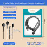 Type-C Digital Audio DAC Wired Earphones with Inline Control