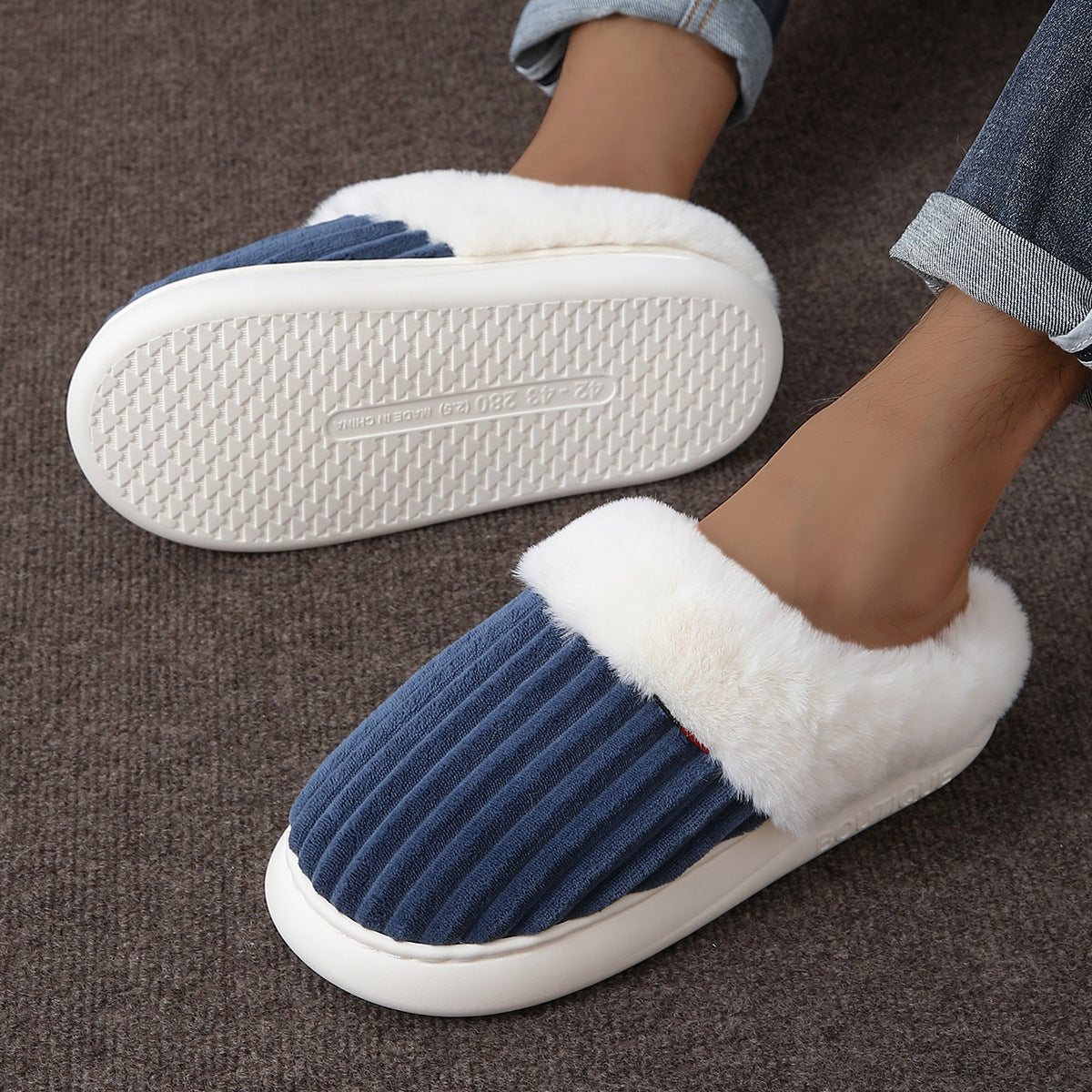 Plush Cotton Slippers Winter Indoor Non-Slip