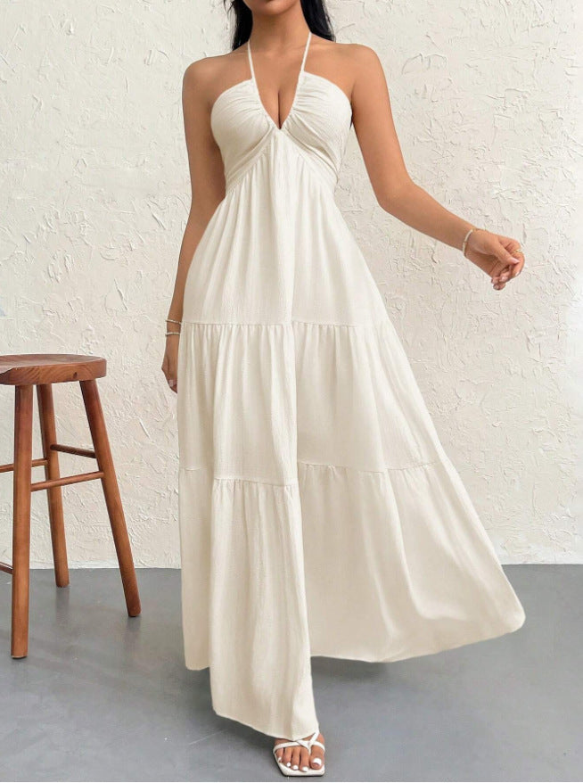 Women's deep V-neck sleeveless A-line maxi dress, photo 1