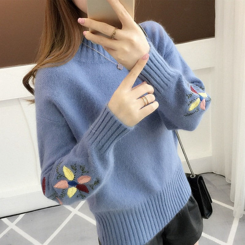 Embroidered knit sweater, loose fit