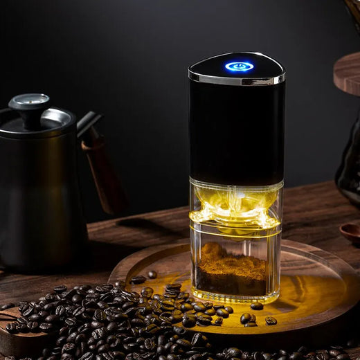Portable USB coffee grinder disassembled parts