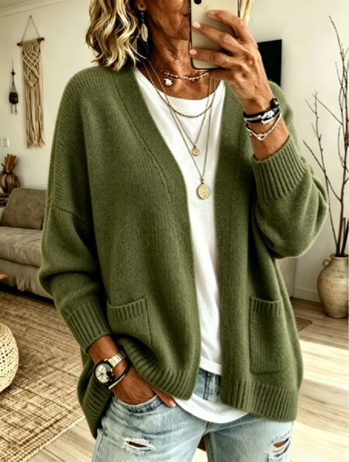 Womens Soft Knit Cardigan Loose Fit Long Sleeve Open Front Sweater Coat Casual Autumn Winter Top