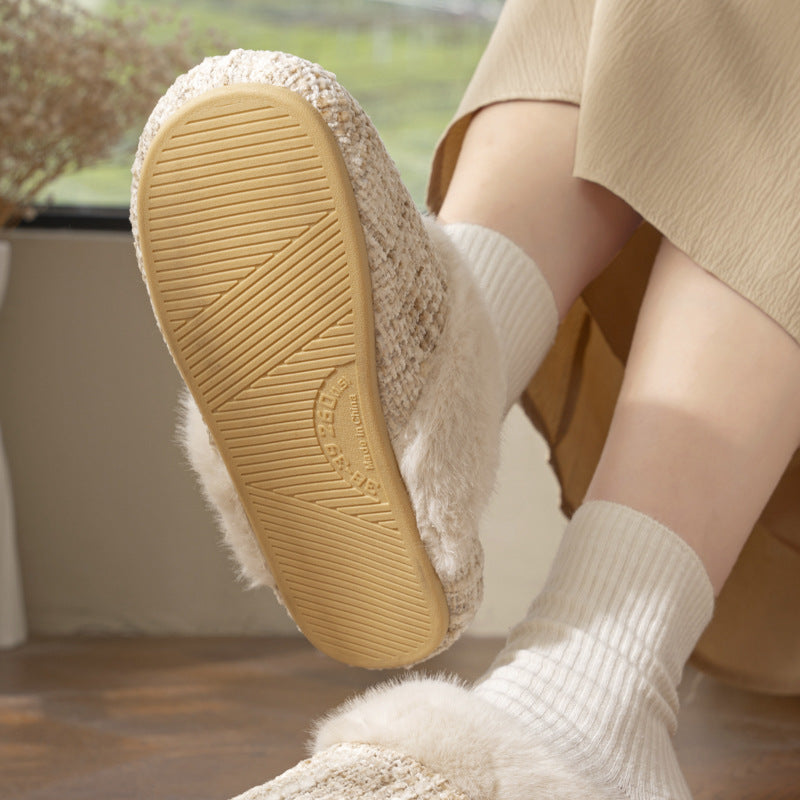 Women's Plush Cotton Slippers Soft-Soled Indoor Shoes