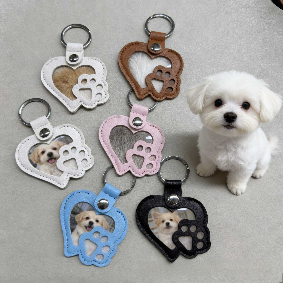 Pet Photo Hair Memorial Keychain