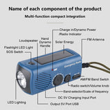 Multifunctional Solar Hand Crank Emergency Radio Flashlight