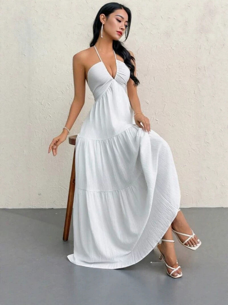 Women's deep V-neck sleeveless A-line maxi dress, photo 5