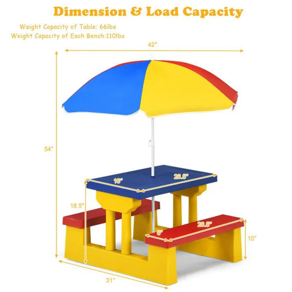 Picnic table folded flat for storage