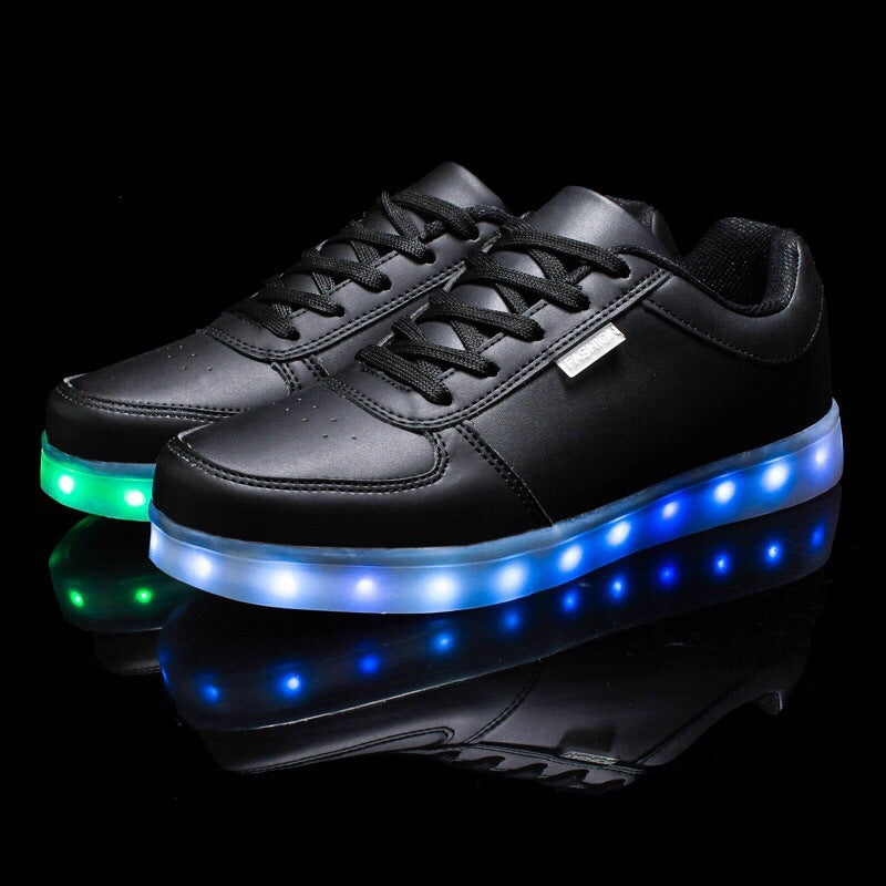 USB Rechargeable LED Light Sneakers Breathable Flat Heel Shoes