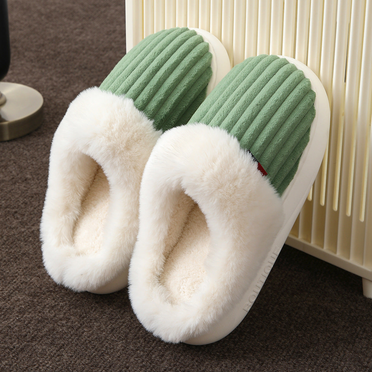 Plush Indoor Slippers with Fur Lining