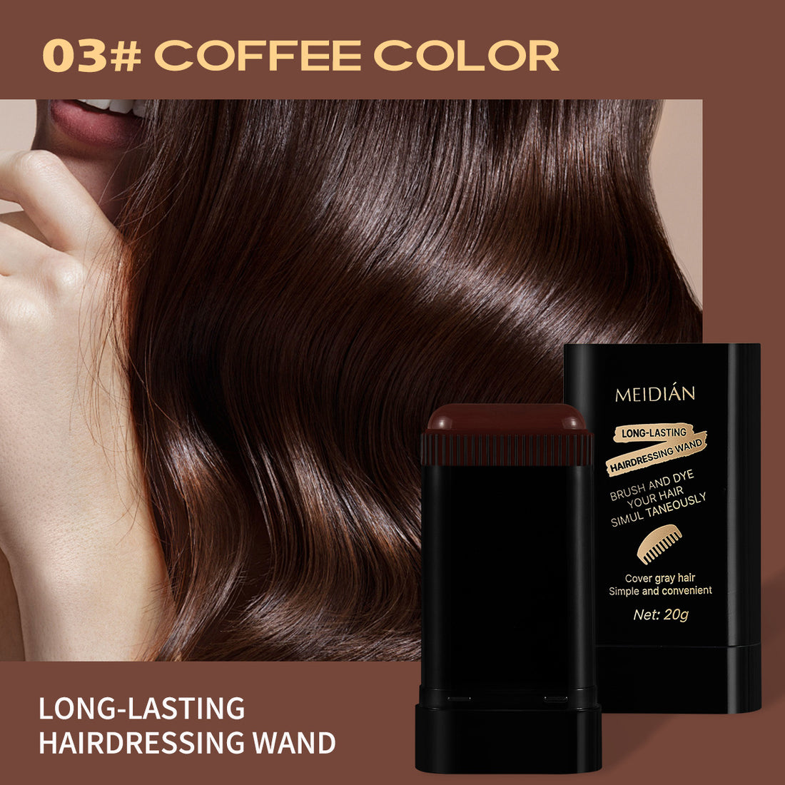 Natural Gray Hair Coverage Quick Color Touch-Up Stick Water-Resistant Hair Dye Pen
