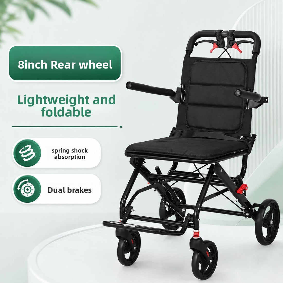 Travelling wheelchair is lightweight.
