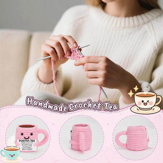 Handmade Crochet Positive Tea Cup Doll Ornament product image 3