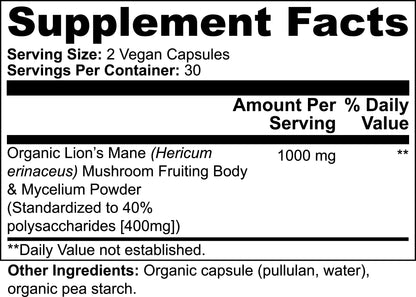 Lion's Mane Mushroom Cognitive Support Supplement