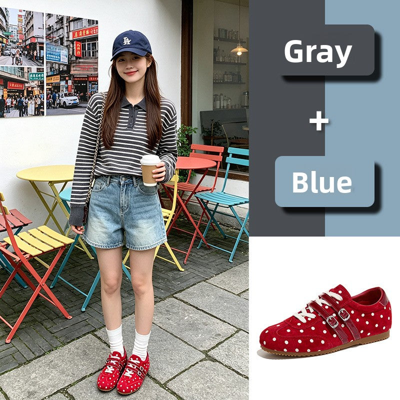 3cm Height Increase Genuine Leather German Training Shoes for Women