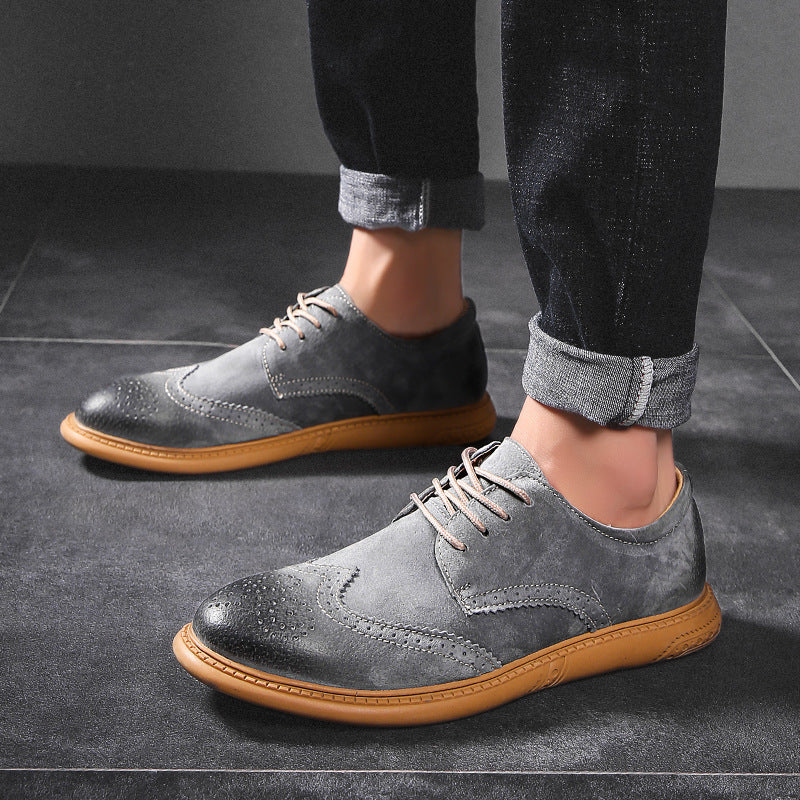Men's Brogue Leather Casual Breathable Loafers Driving Shoes