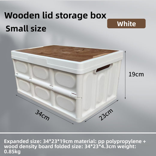Foldable Outdoor Storage Box with Wooden Cover