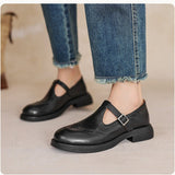 Womens Buckle Strap Flat Square Toe Casual Shoes