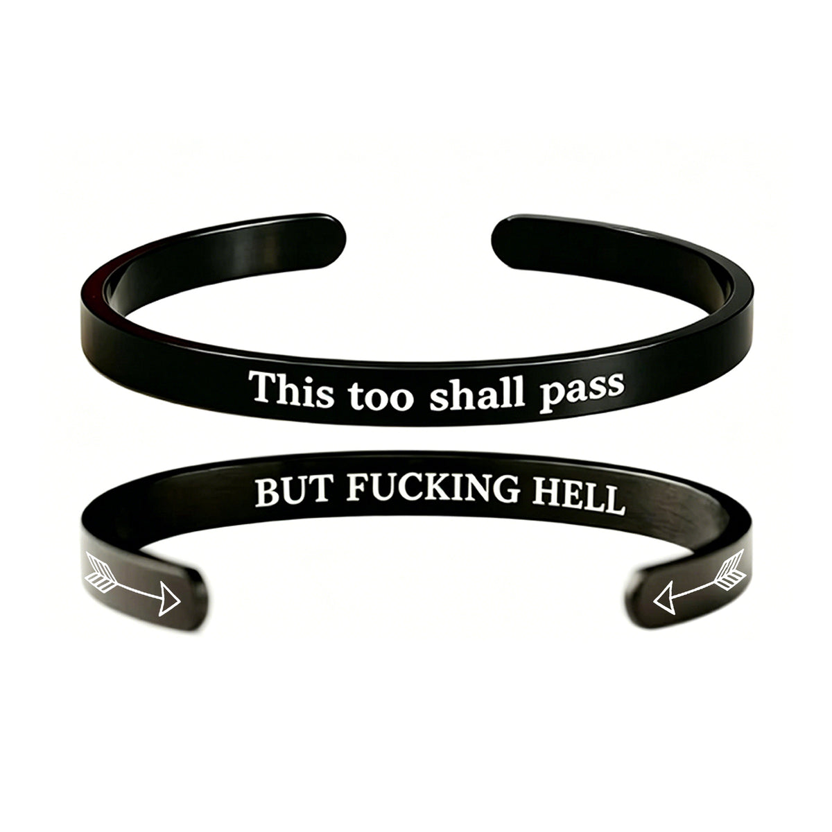 Engraved C-Shape Stainless Steel Bracelet