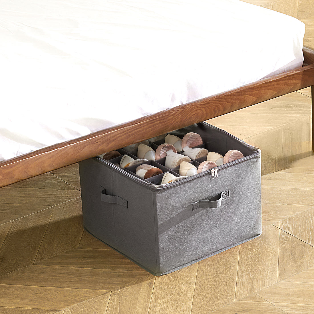 Under Bed Shoe Storage Organizer With Dividers