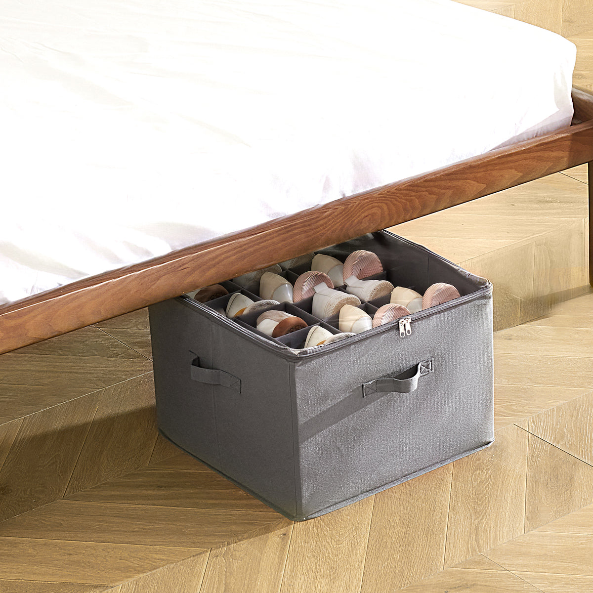 Under Bed Shoe Storage Organizer With Dividers