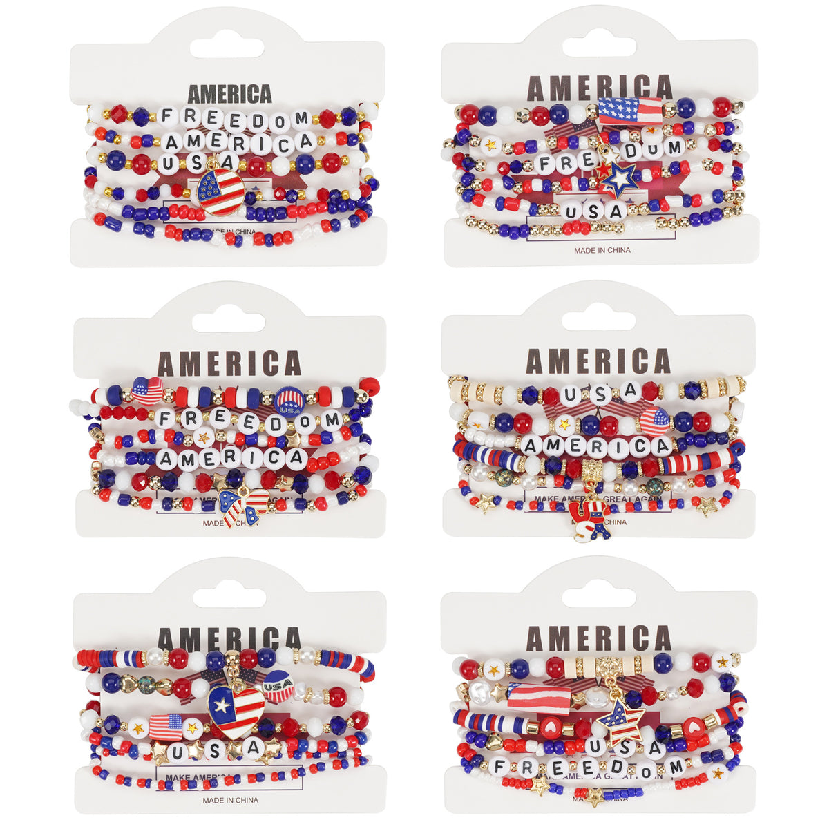 Red White Blue American Flag Bracelet