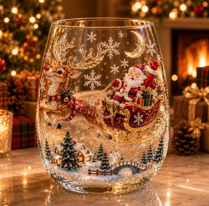 Christmas glass art cups glass cups egg cups