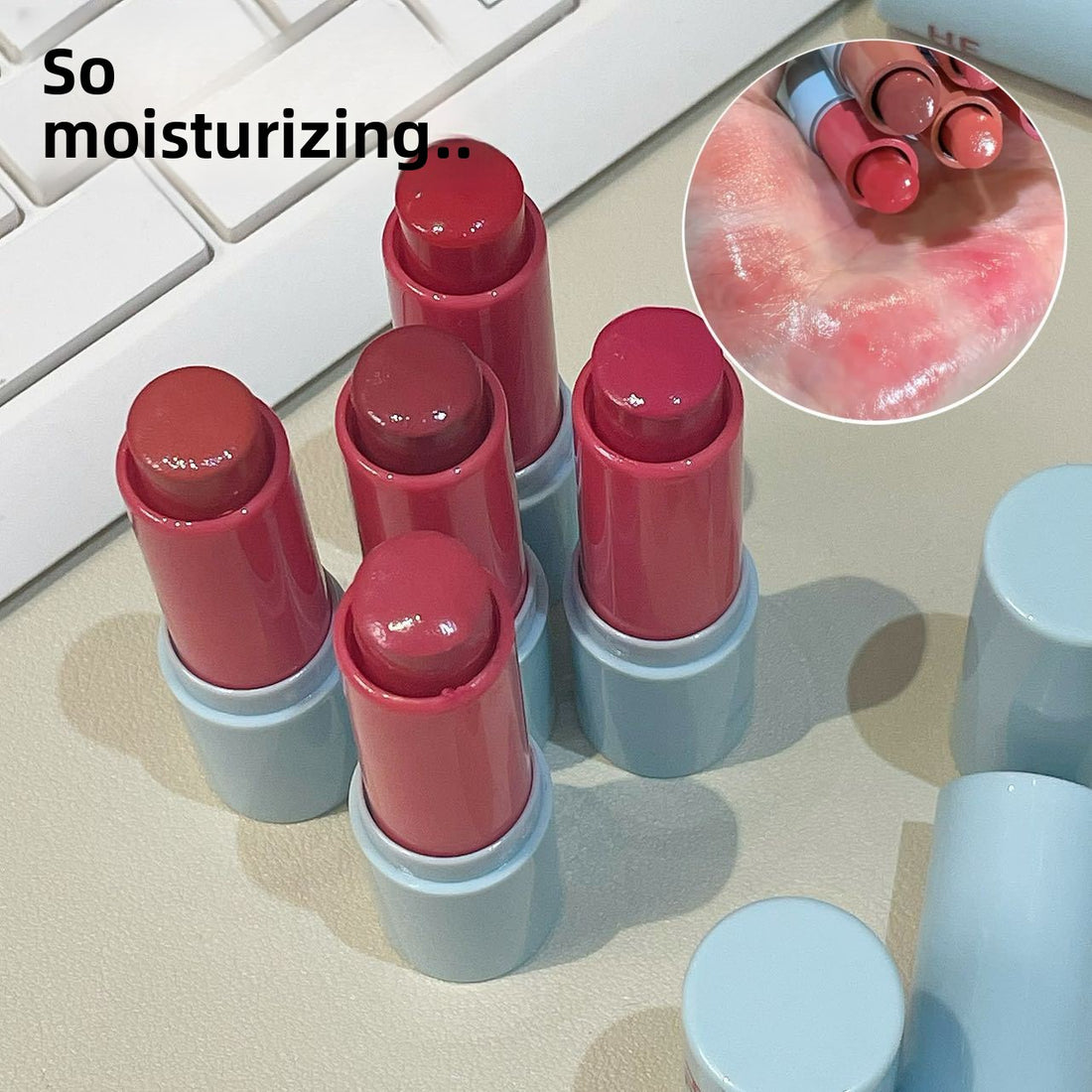 Clear and transparent water-sensitive stick high-gloss bright and tender blush lipstick