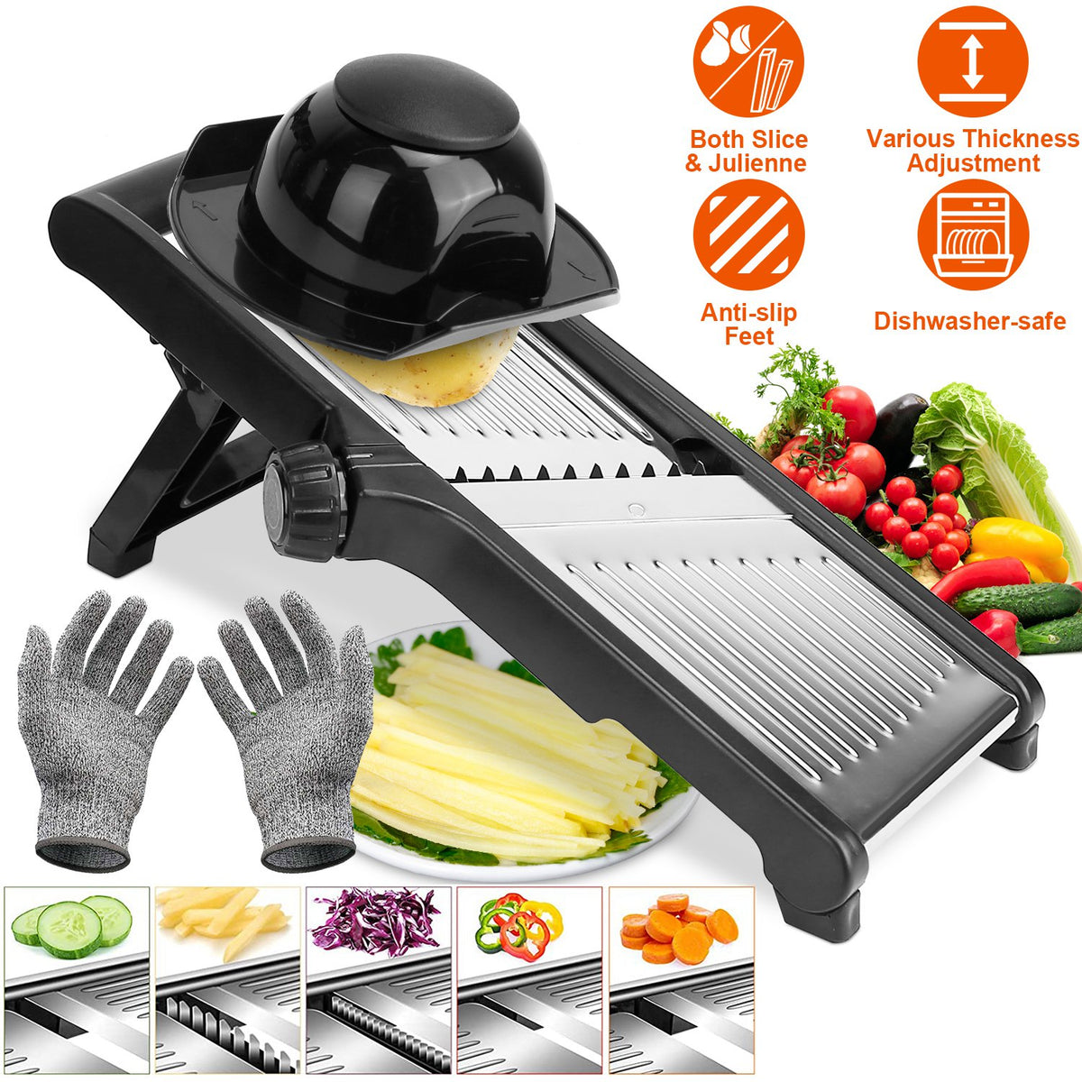 Mandoline slicer blades close up