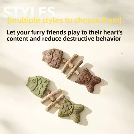 Catnip Fish Bone Chew Toy for Dental Play