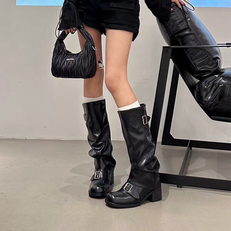 Round Toe Western Knight Boots