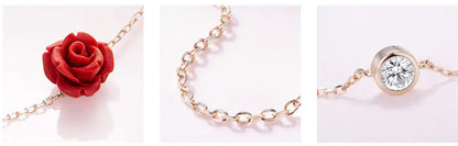 Rose Gold Beach Anklet — Crystal Floral Silver-Tone Anklet - Image 5