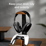 Wooden Headphone Stand with Controller Holder