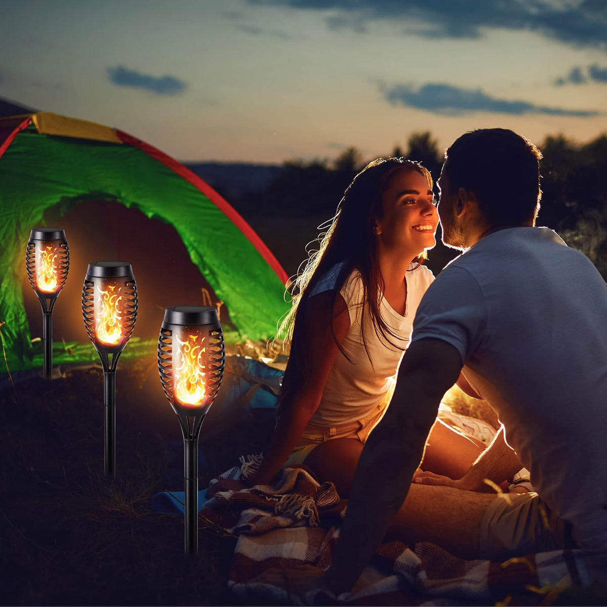 Solar Powered LED Flame Garden Light