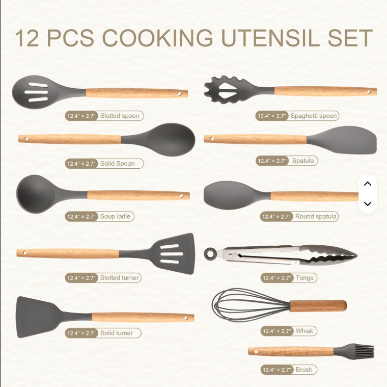 Silicone kitchen utensils set spatulas and spoons
