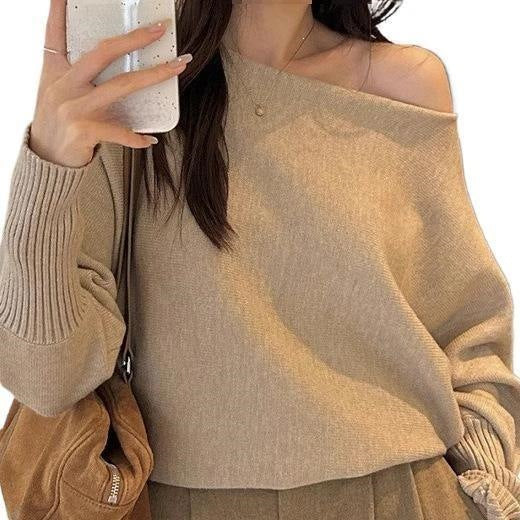Womens Off-Shoulder Knit Sweater
