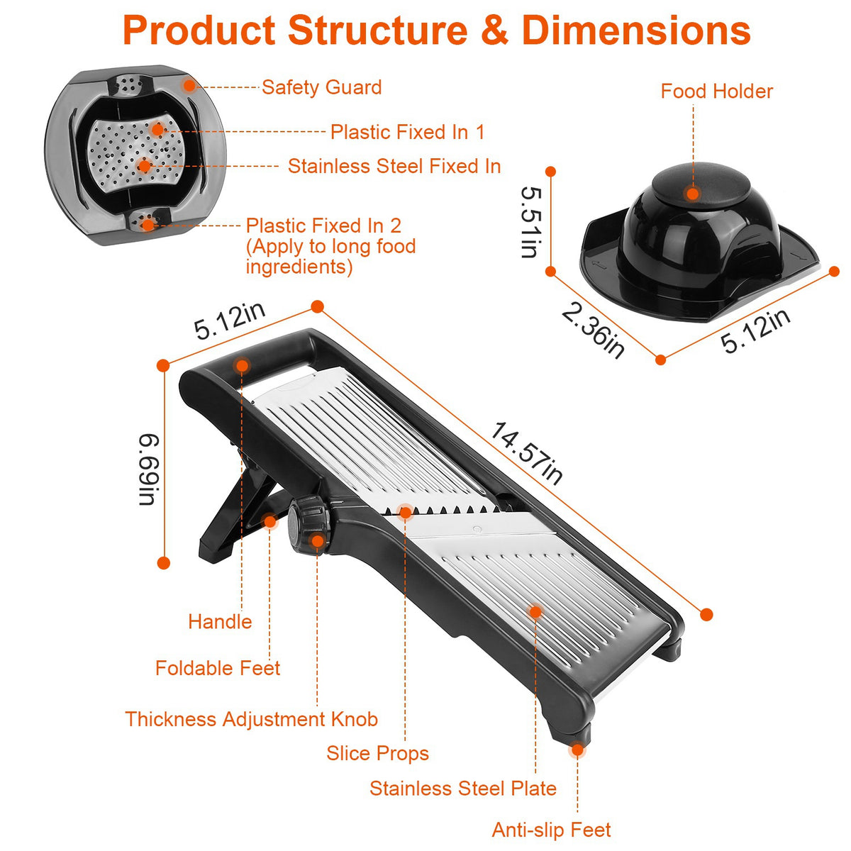 Mandoline slicer in use safety hand guard