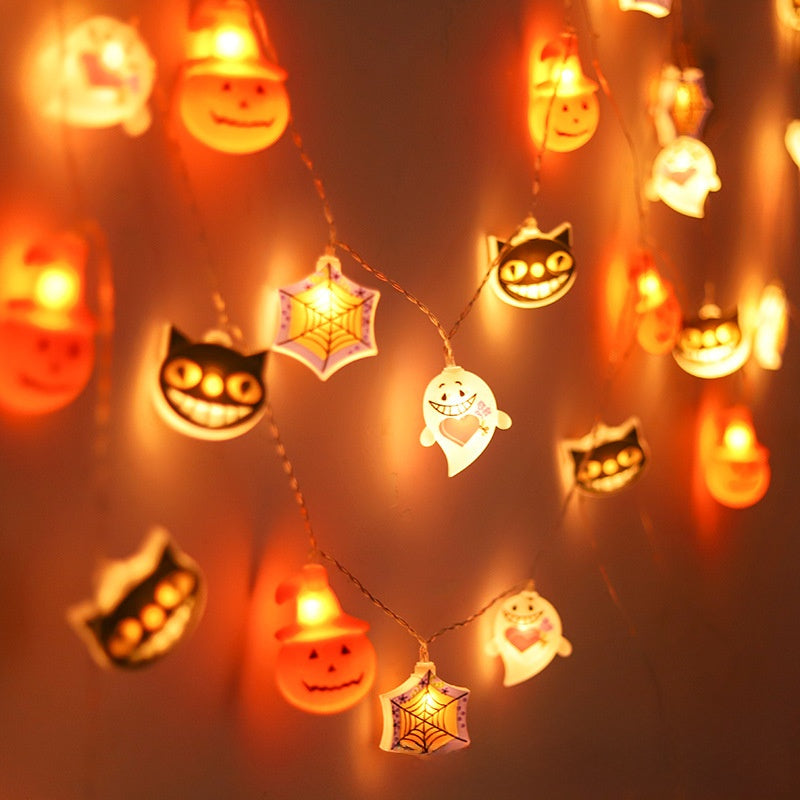 LED Halloween String Lights Pumpkin Ghost Spider Decorative Lighting