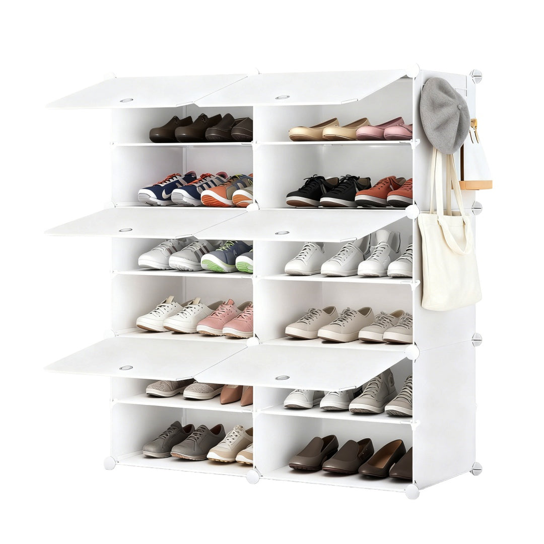 Close-up of shoe cabinet dust-resistant front panel