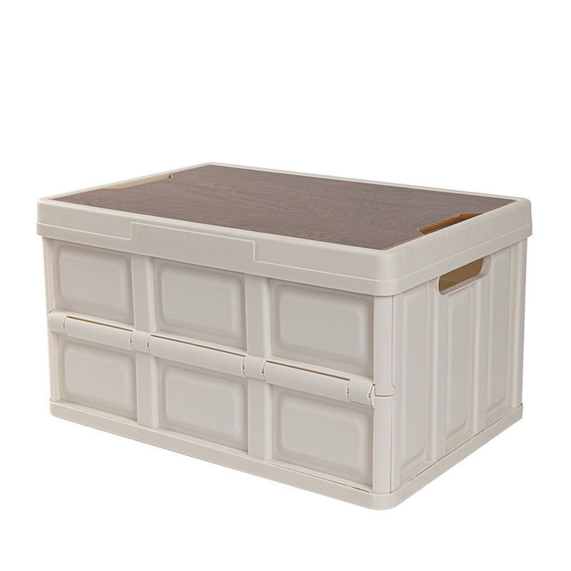 Foldable Outdoor Storage Box with Wooden Cover