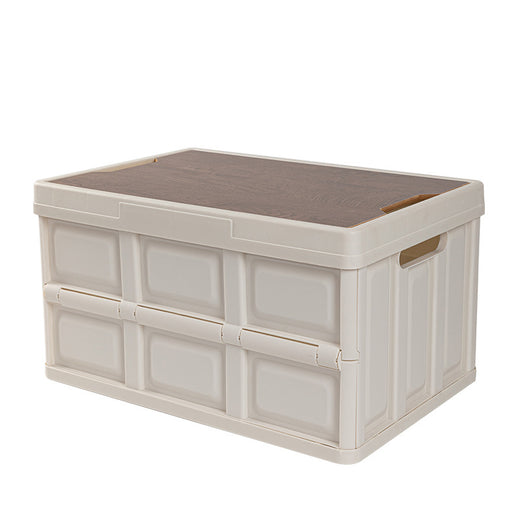 Foldable Outdoor Storage Box with Wooden Cover