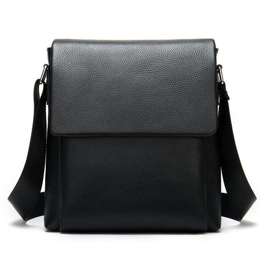 Cowhide Men's Shoulder Bag, Casual Cowhide Flap-Style Shoulder Bag For...