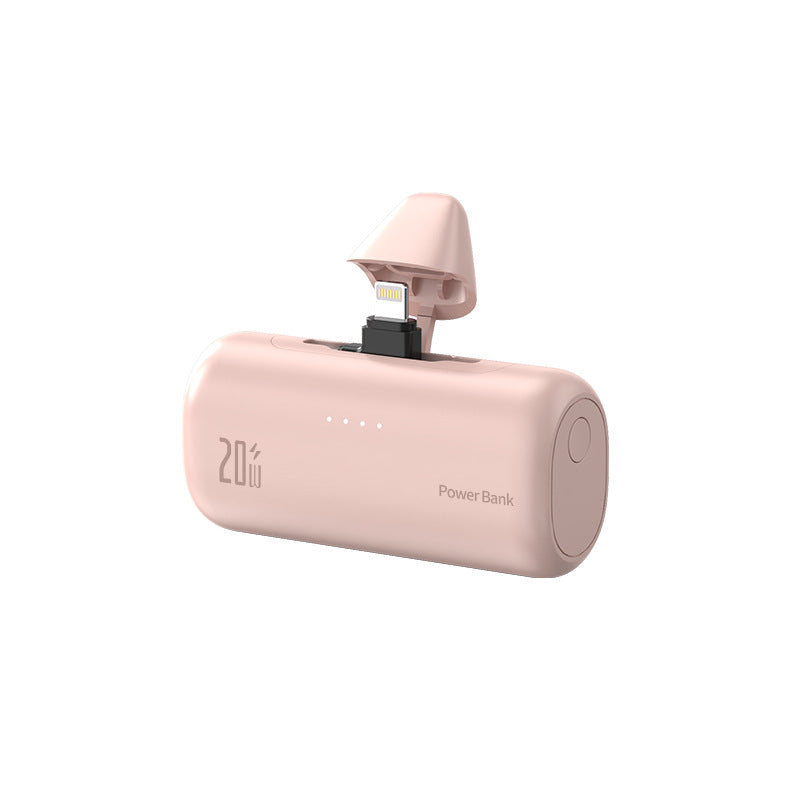5000mAh Compact Portable Power Bank with Hidden Dual Connectors Fast Charging