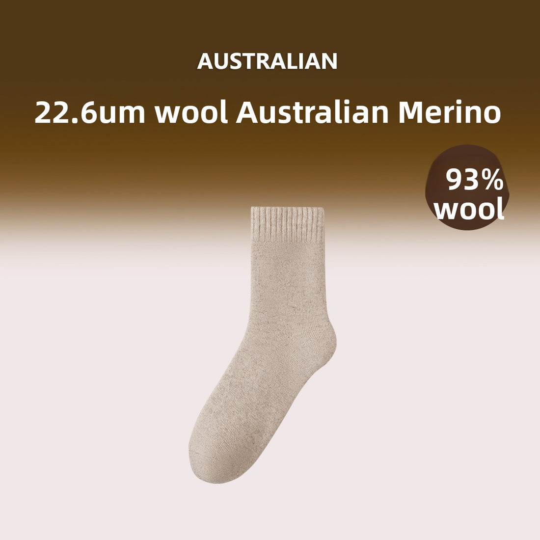 Merino Wool Hiking Socks Men Thickened Fleece Lined Warm Long