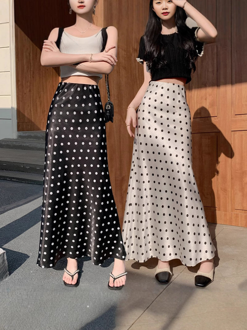 Women's New Elegant High Waist Dot Fishtail Dress