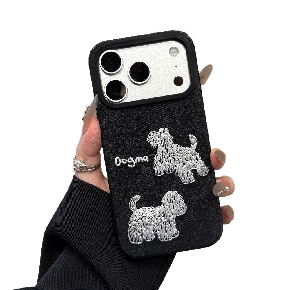 Ins Style Embroidered TPU Shockproof Protective Cover for iPhone