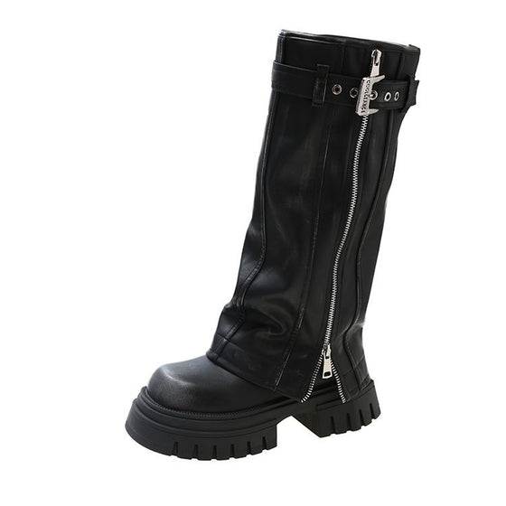 Women's knee-high retro buckle boots, photo 5