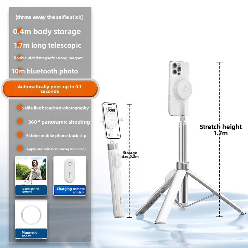 Automatic Pop-Up Bluetooth Selfie Stick with Tripod Stand