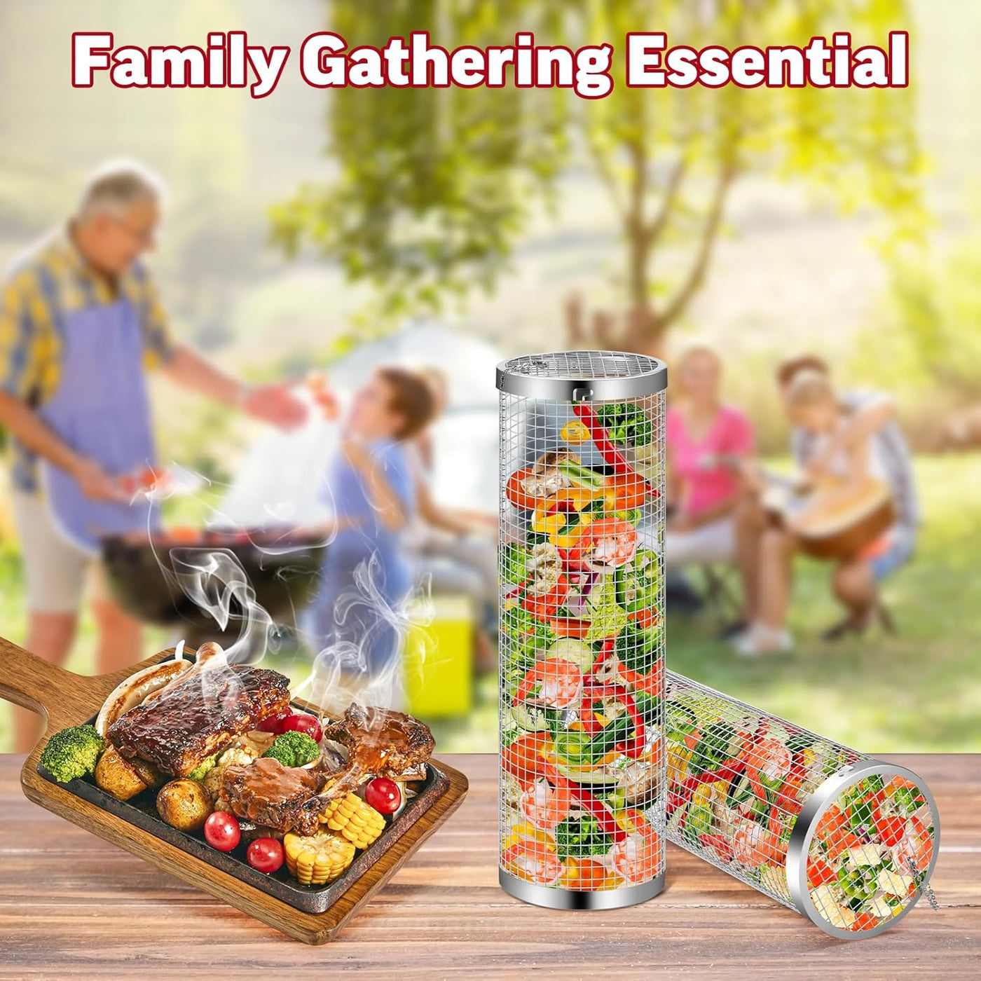 Grill basket locking system close-up